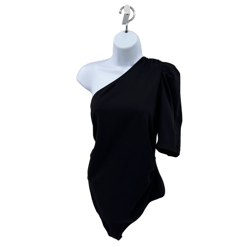 Nordstrom Black One Shoulder Bodysuit Stretchy Large Womens One Piece Top Casual
